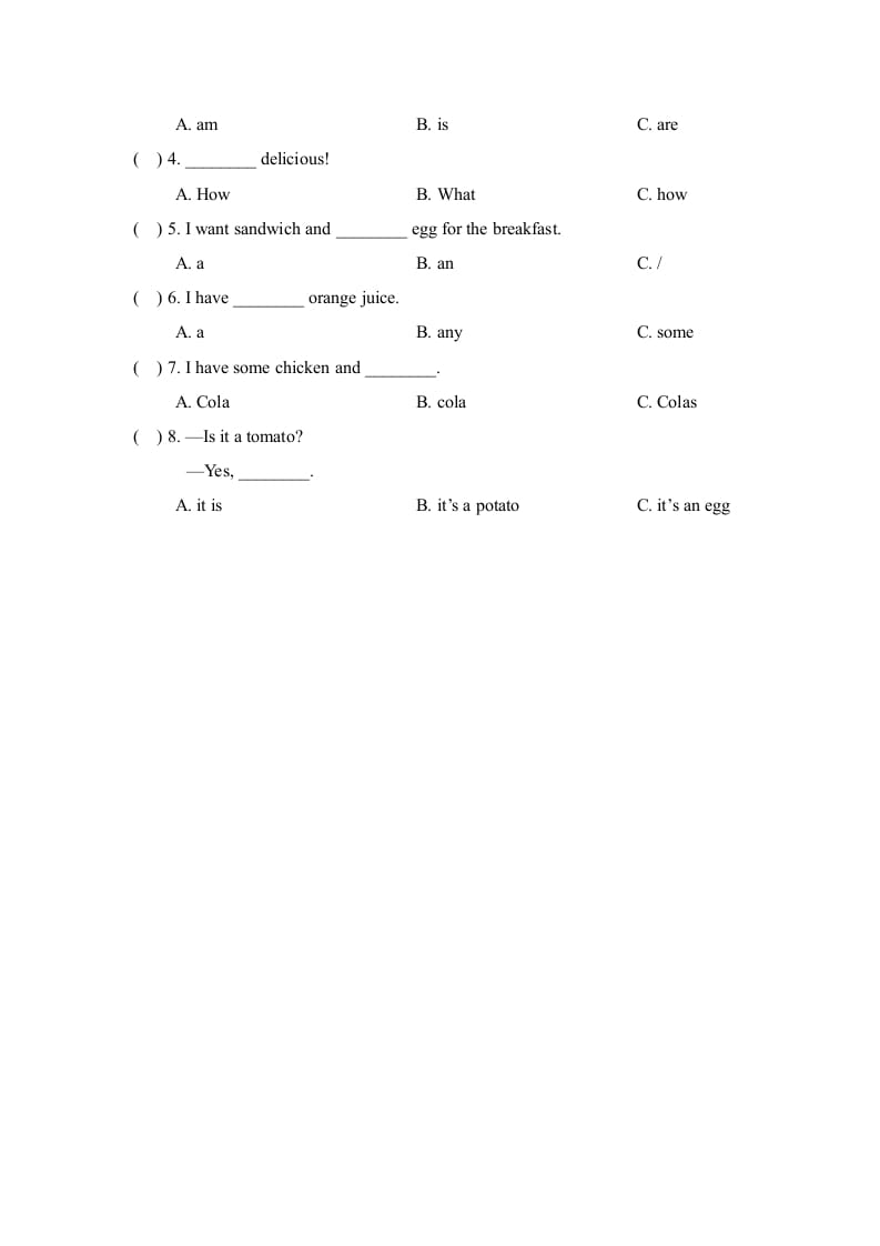 图片[2]-三年级英语上册Unit3_Lesson3课时训练（人教版一起点）-学霸吧