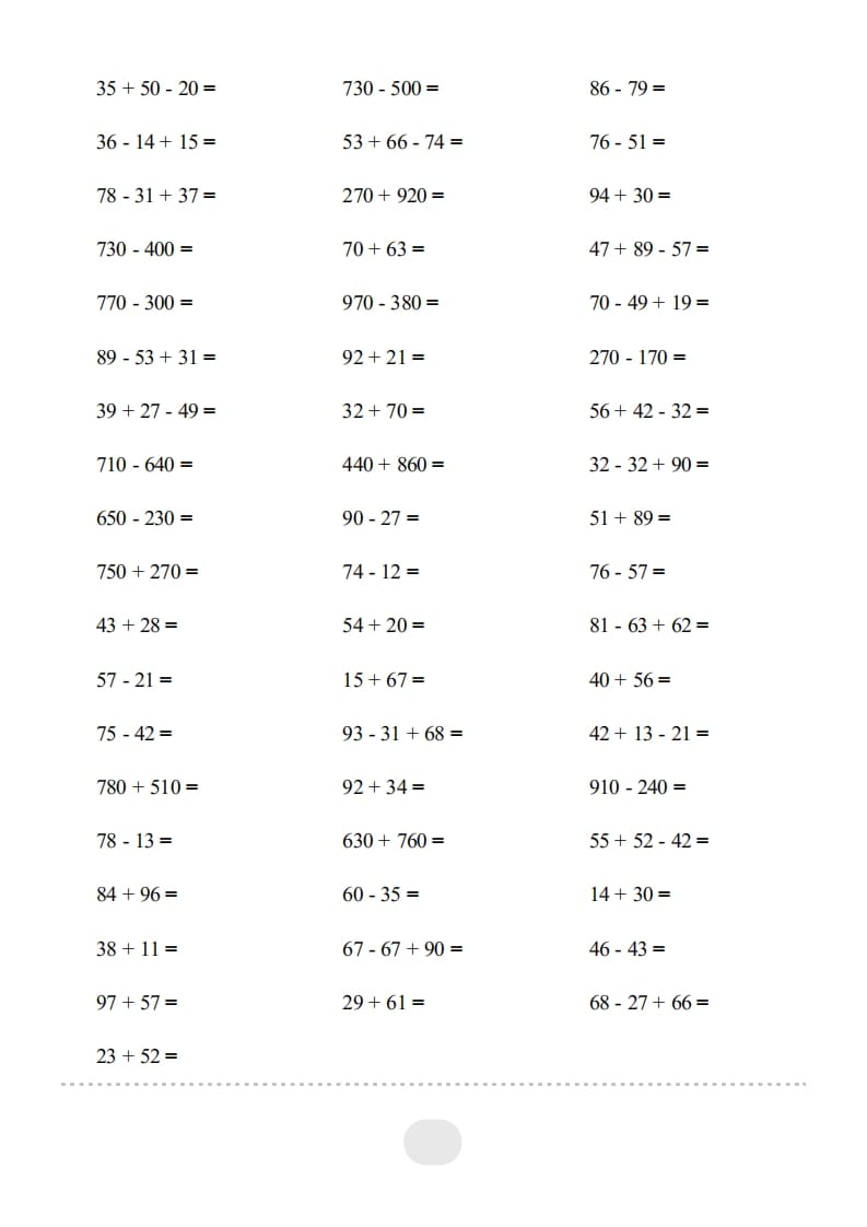 图片[2]-三年级数学上册▲口算题（万以内的加减法(一)）连打2500题（人教版）-学霸吧