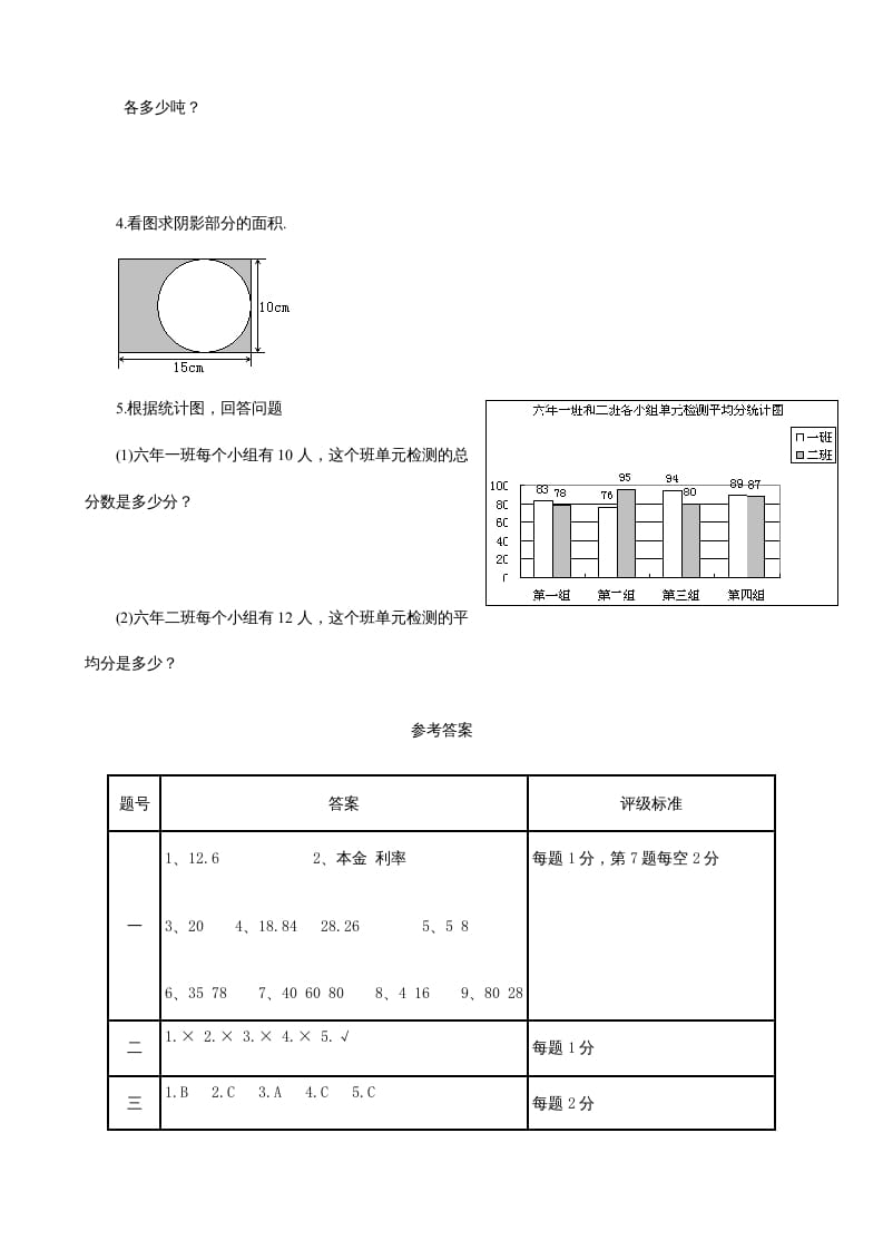 图片[3]-六年级数学上册期末练习(2)（北师大版）-学霸吧