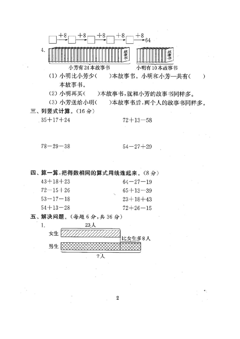 图片[3]-二年级数学上册试卷1全程测评卷(全套)（附完整答案）.doc（苏教版）-学霸吧