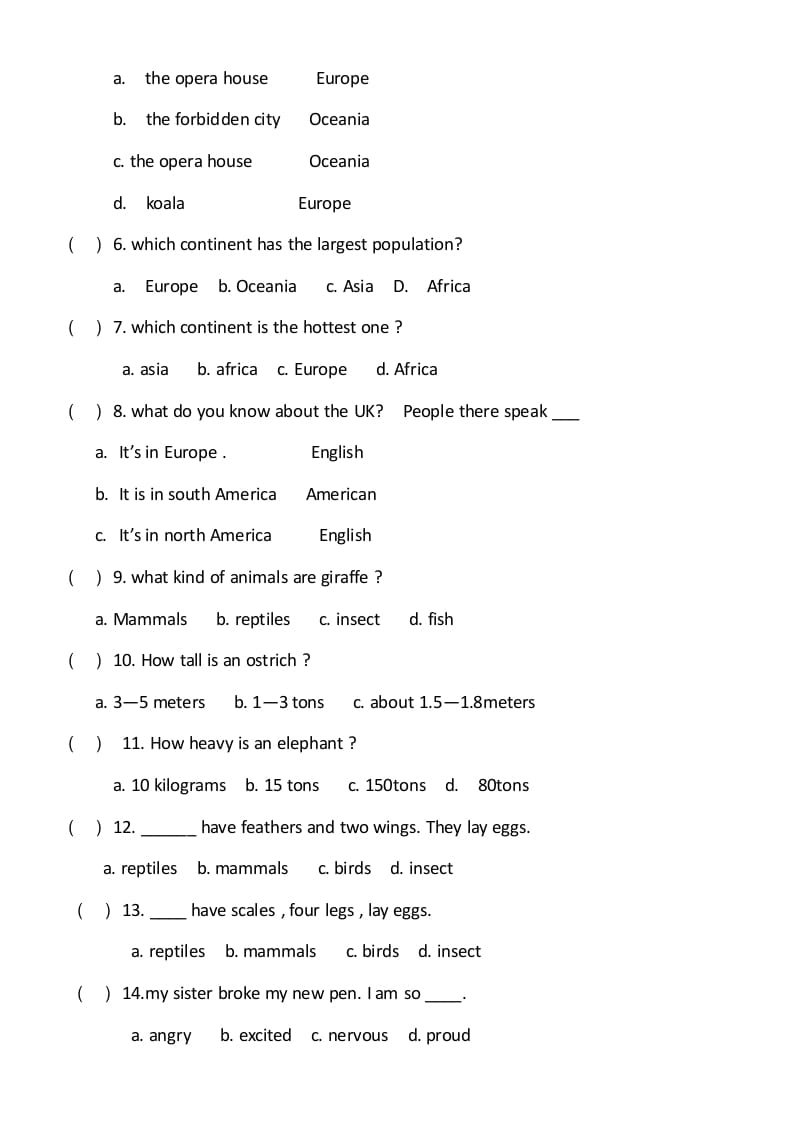图片[2]-六年级英语上册期末试卷4（人教版一起点）-学霸吧