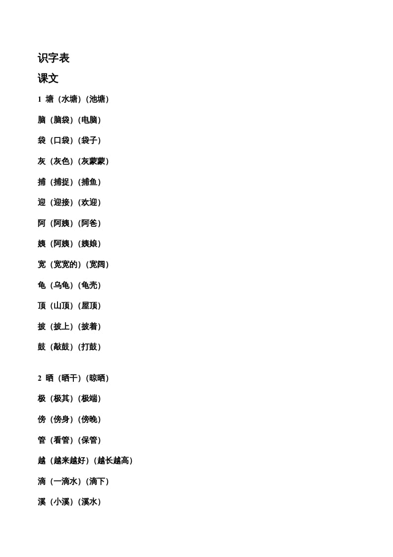 二年级语文上册生字表组词（部编）-学霸吧