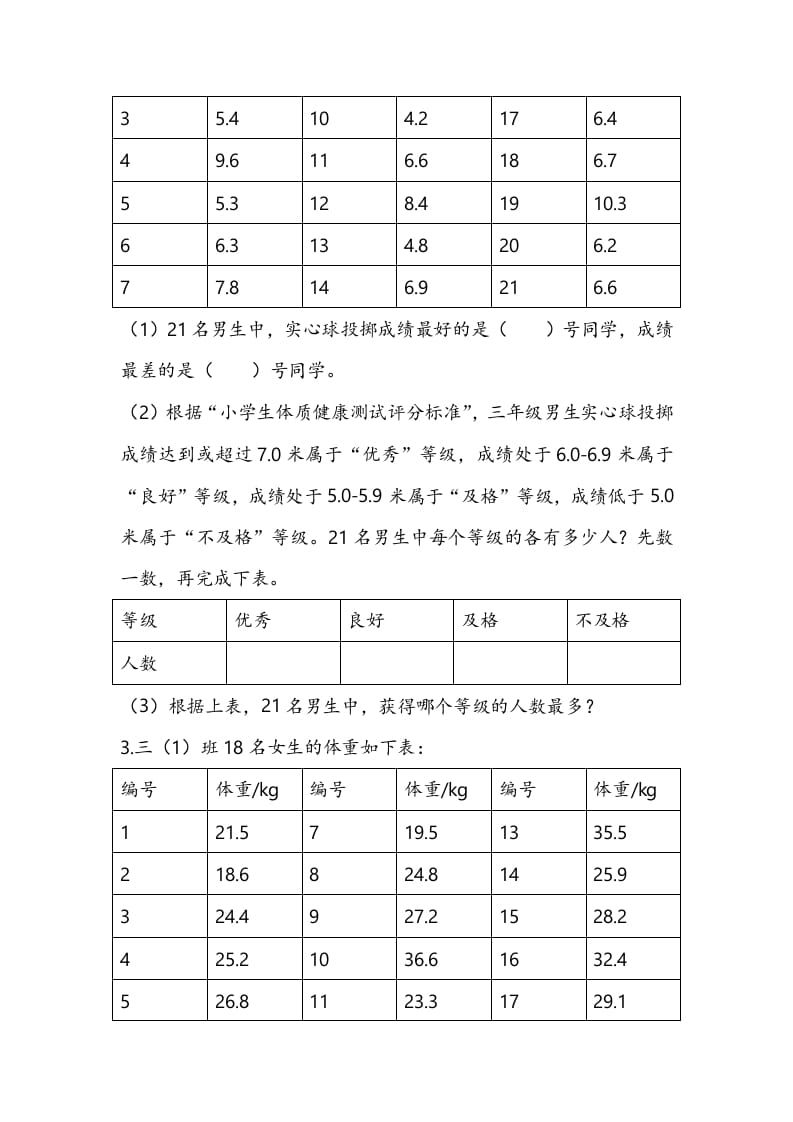 图片[2]-三年级数学下册9.2简单的数据排序和分组-学霸吧