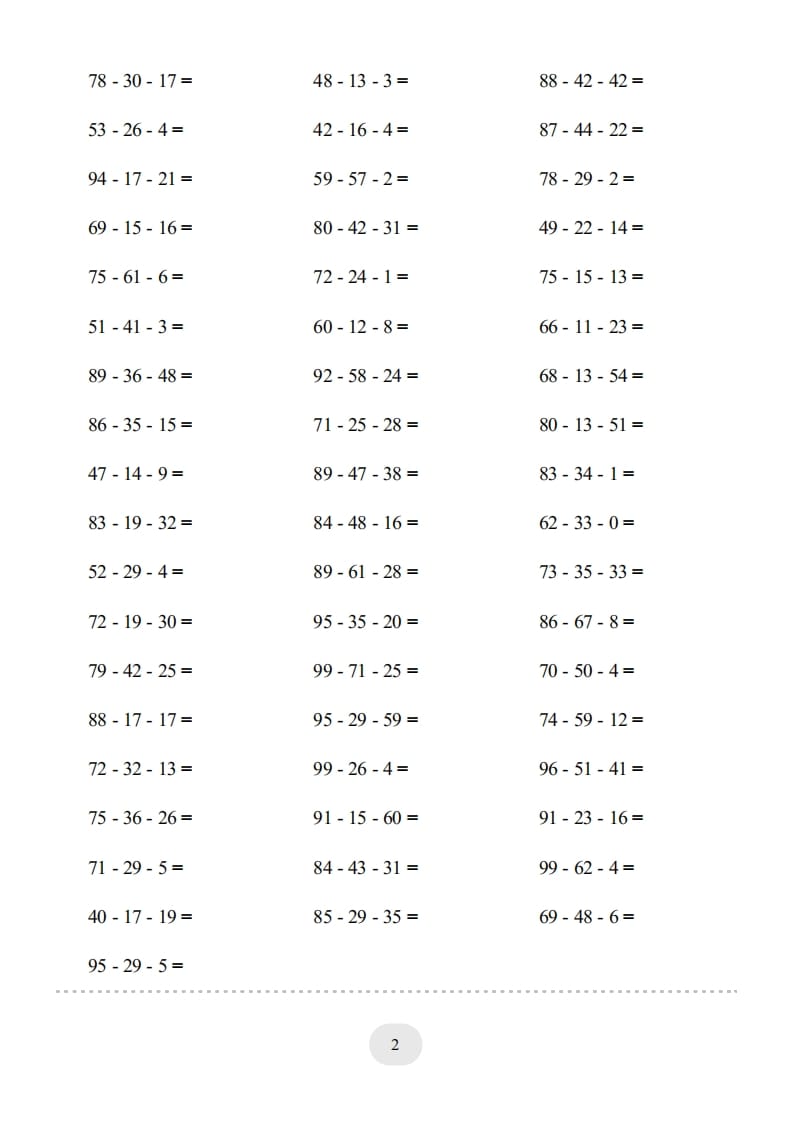 图片[2]-二年级数学上册口算题(连减)1000题（人教版）-学霸吧
