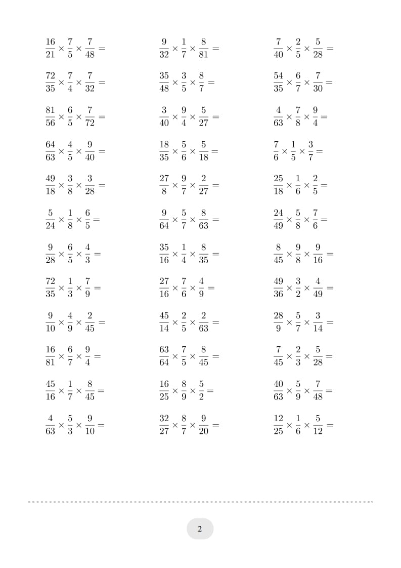 图片[2]-六年级数学上册▲口算题（分数连乘）连打版（人教版）-学霸吧
