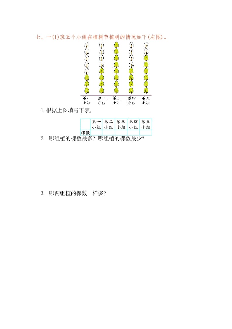图片[3]-一年级数学下册第三单元检测卷（1）（人教版）-学霸吧