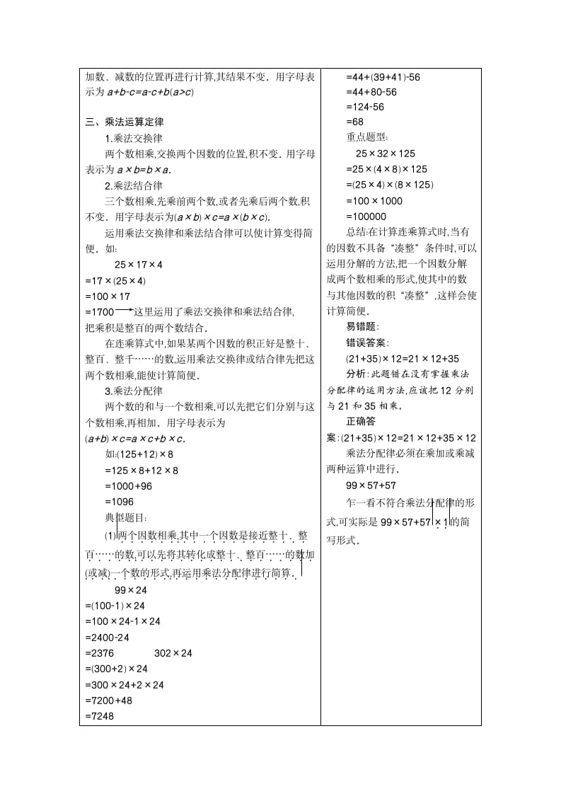 图片[2]-四年级数学下册3.运算定律-学霸吧