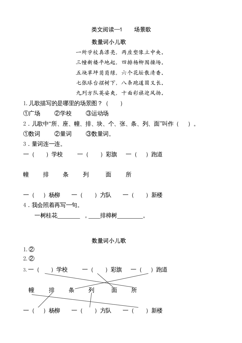 二年级语文上册类文阅读—1场景歌（部编）-学霸吧