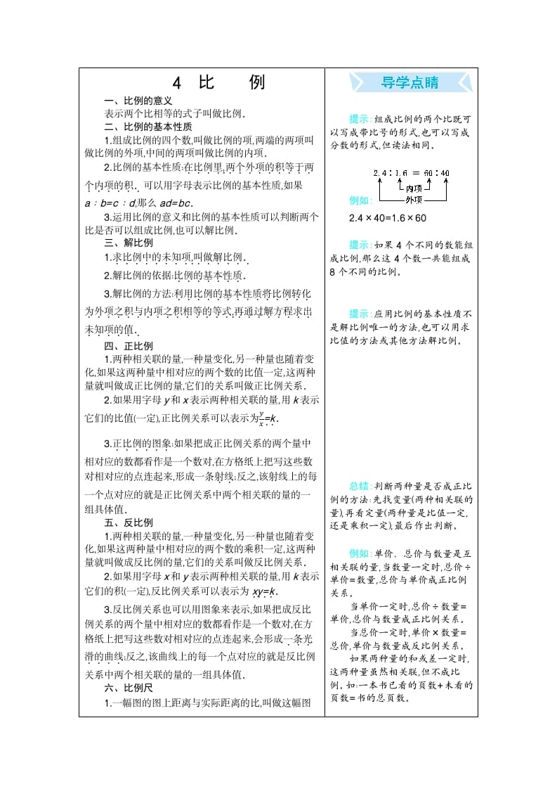 六年级数学下册4比例-学霸吧