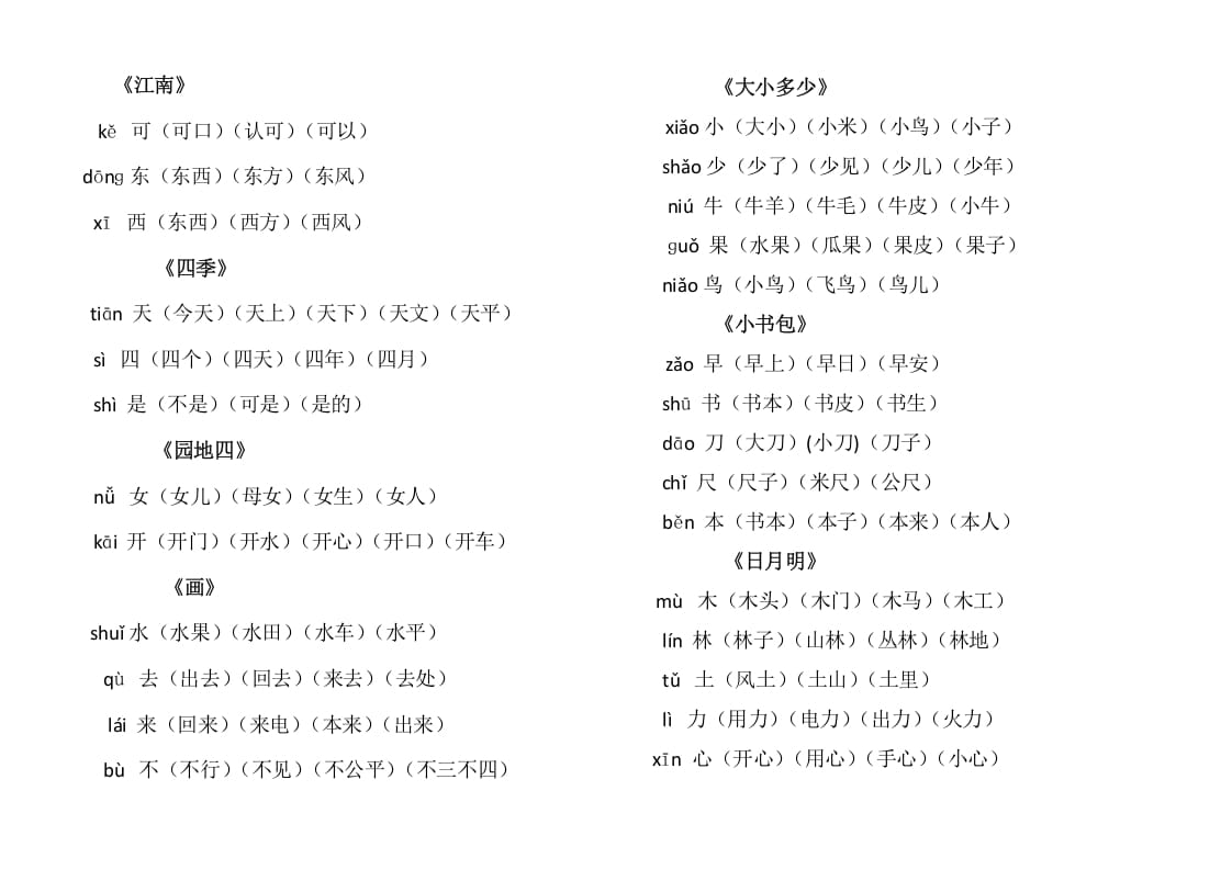 图片[2]-一年级语文上册上写字表生字组词（部编版）-学霸吧