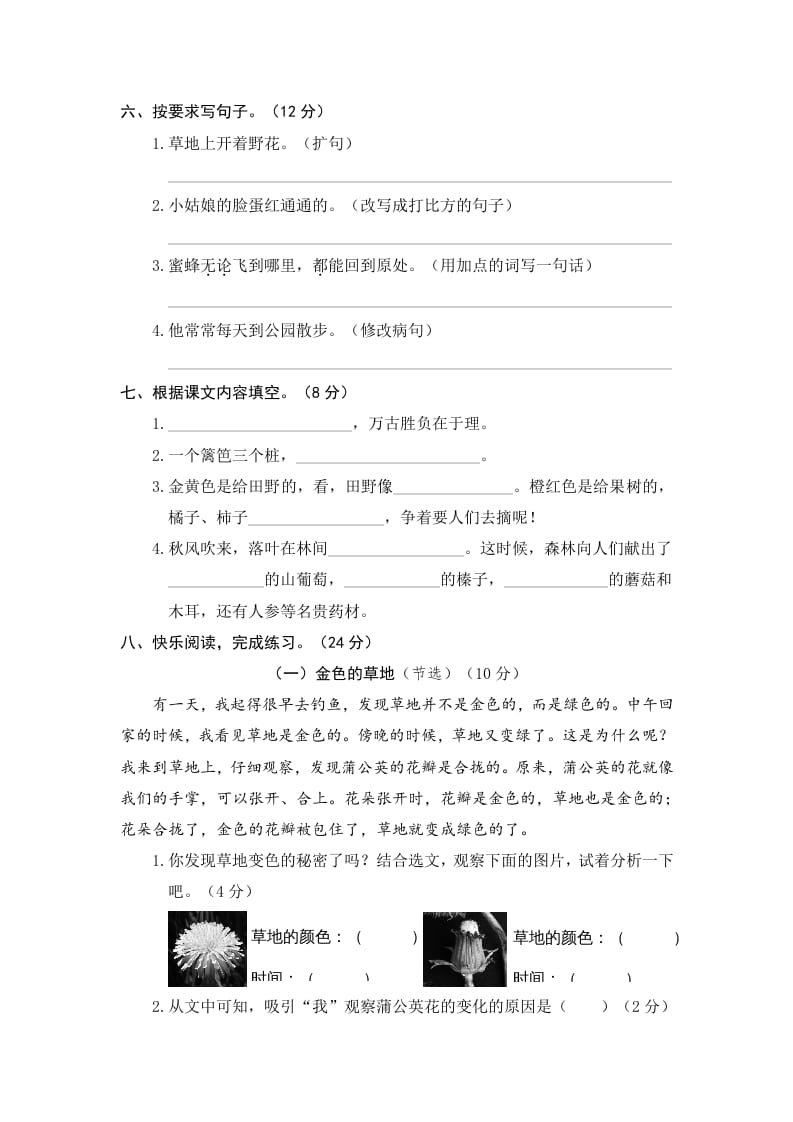 图片[2]-三年级语文上册期末练习(11)（部编版）-学霸吧