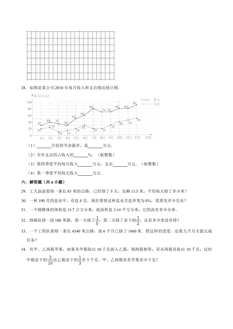 图片[3]-六年级数学下册小升初模拟试题（33）苏教版（含解析）-学霸吧