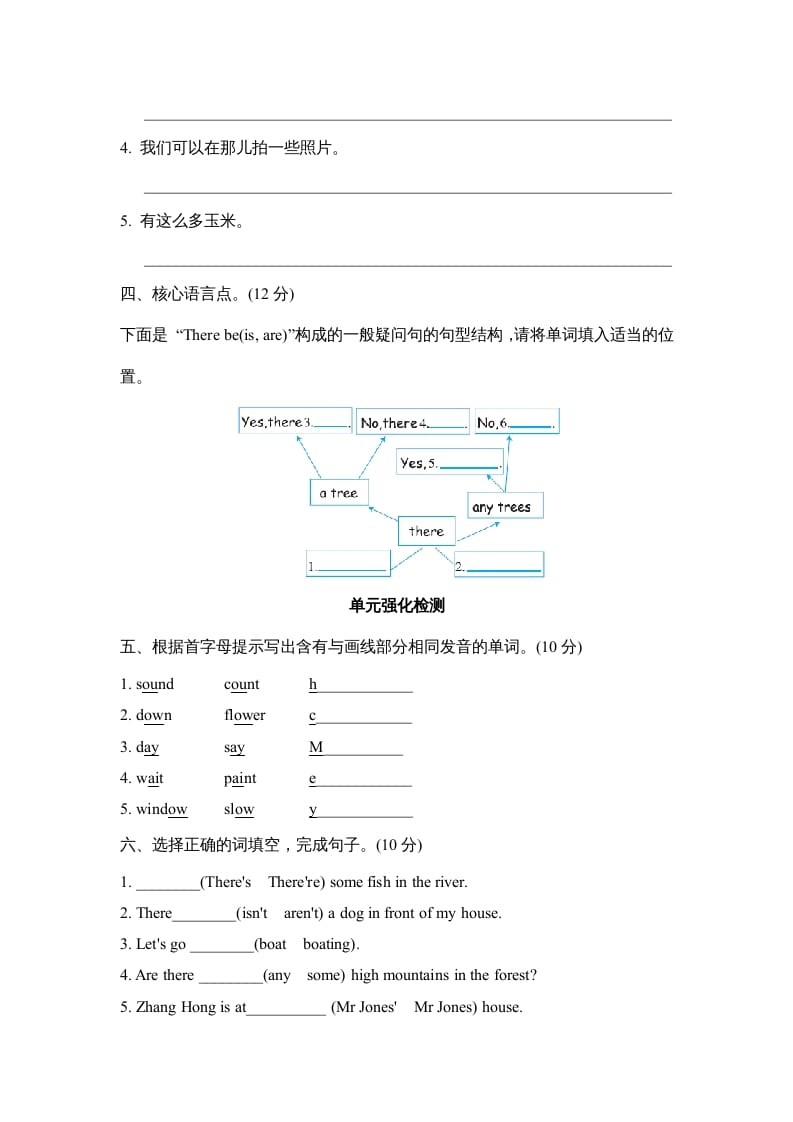图片[2]-五年级英语上册Unit6单元知识梳理卷本（人教版PEP）-学霸吧