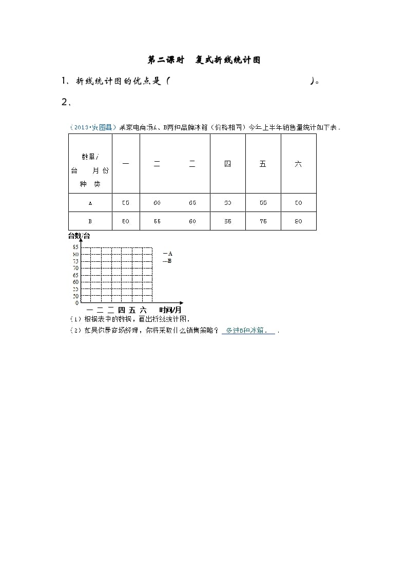 五年级数学下册8.2复式折线统计图-学霸吧