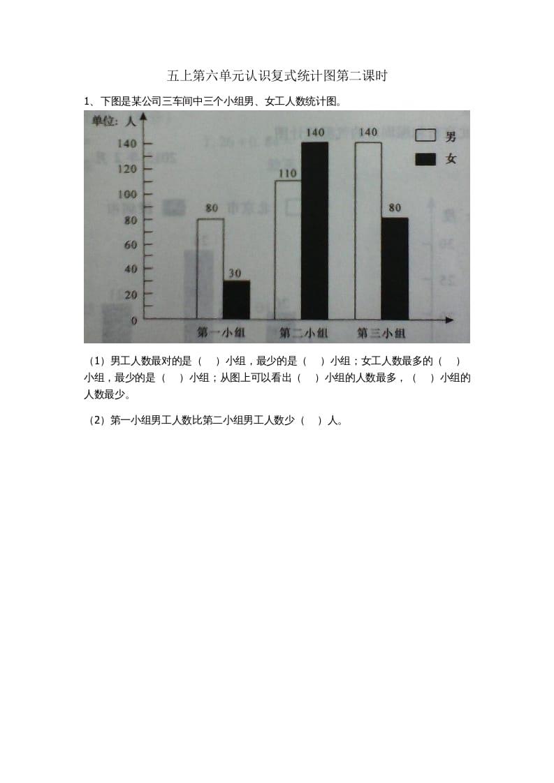 五年级数学上册6.2认识复式条形统计图（苏教版）-学霸吧