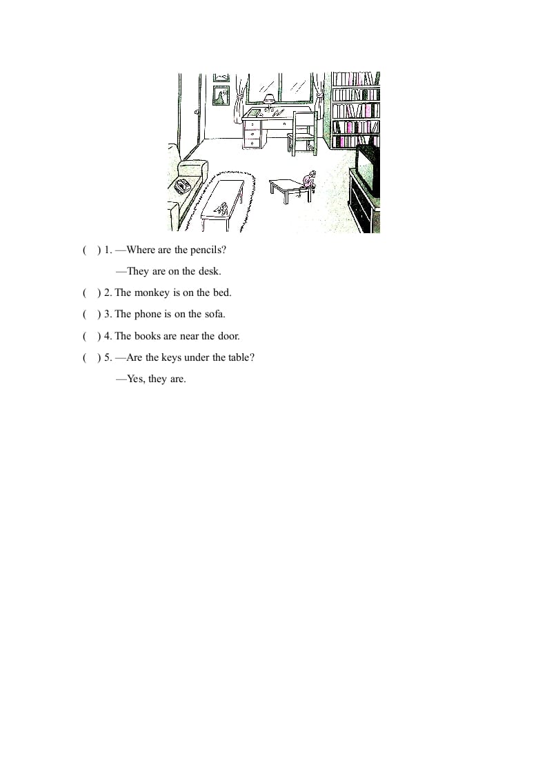 图片[3]-四年级英语上册Unit4_B_阶段训练（人教版一起点）-学霸吧