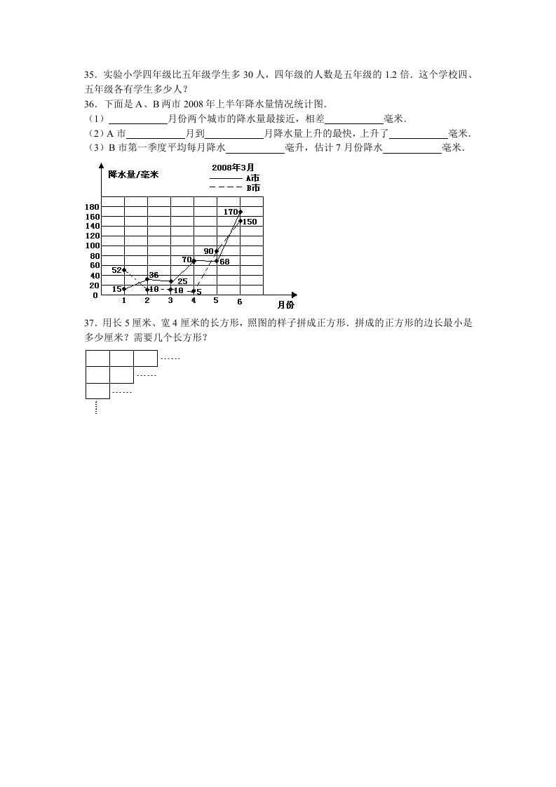 图片[3]-五年级数学下册苏教版下学期期中测试卷11-学霸吧