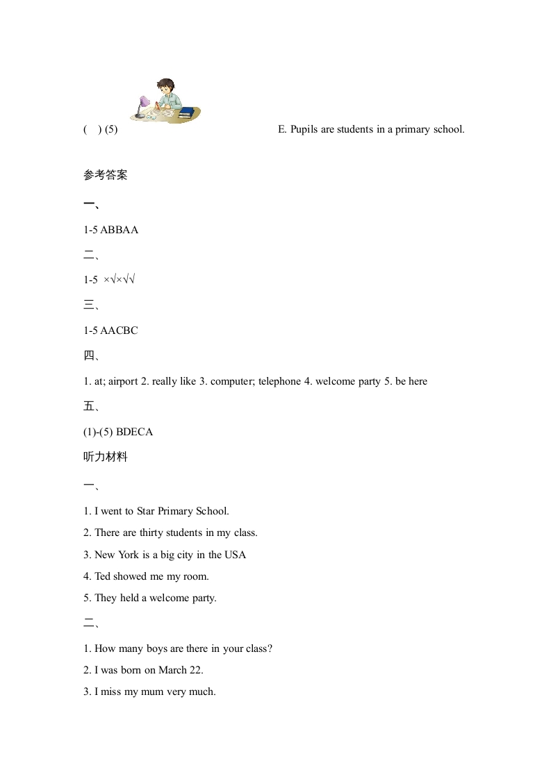 图片[3]-六年级英语上册Unit1_Lesson3_课时训练（人教版一起点）-学霸吧