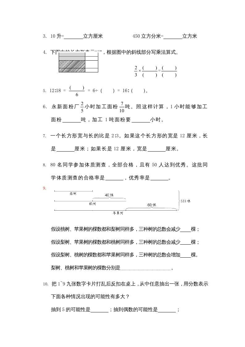 图片[2]-六年级数学上册期末复习检测试题(1)（苏教版）-学霸吧