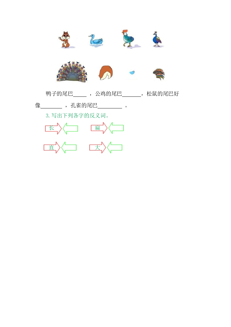 图片[2]-二年级语文上册6比尾巴（部编）-学霸吧