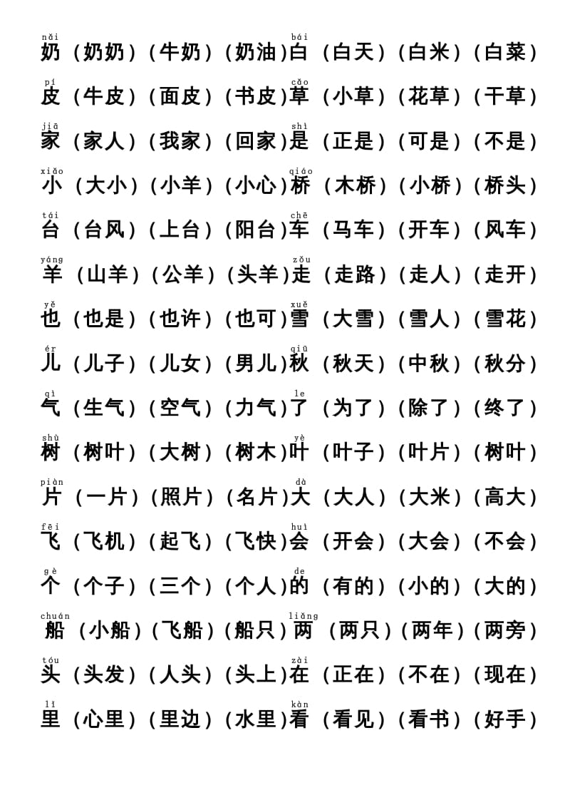 图片[3]-一年级语文上册上识字表生字组词(有答案）（部编版）-学霸吧