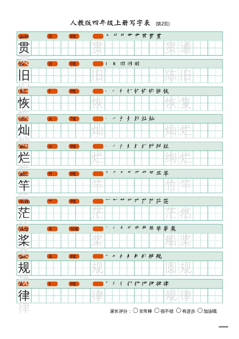 图片[2]-四年级语文上册写字表（20页）PDF-学霸吧